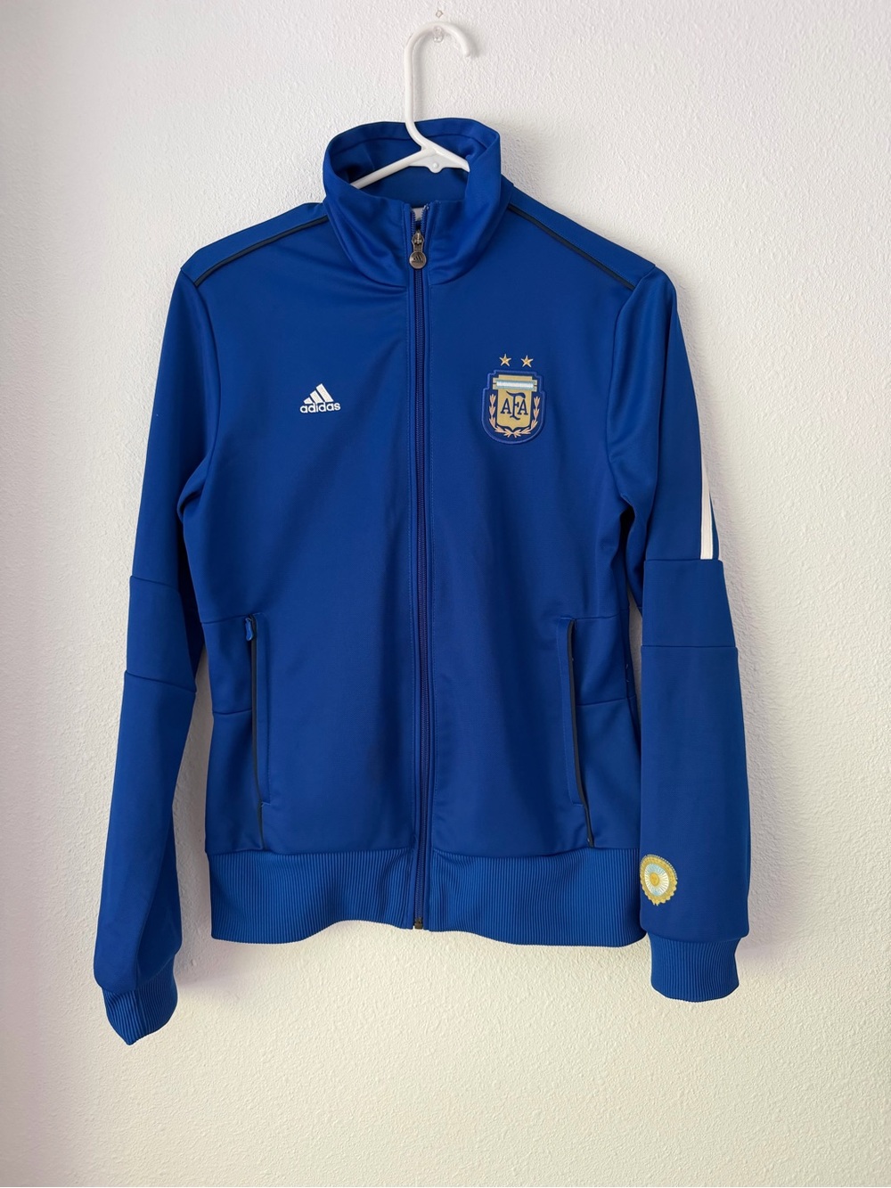adidas Royal Blue Argentina Fútbol Association Soccer Track Jacket, Worn Twice